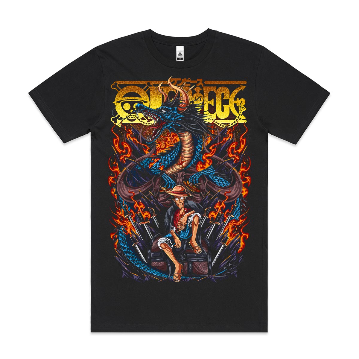 One Piece Luffy Kaido T-Shirt Cotton Block Tee Japanese Anime