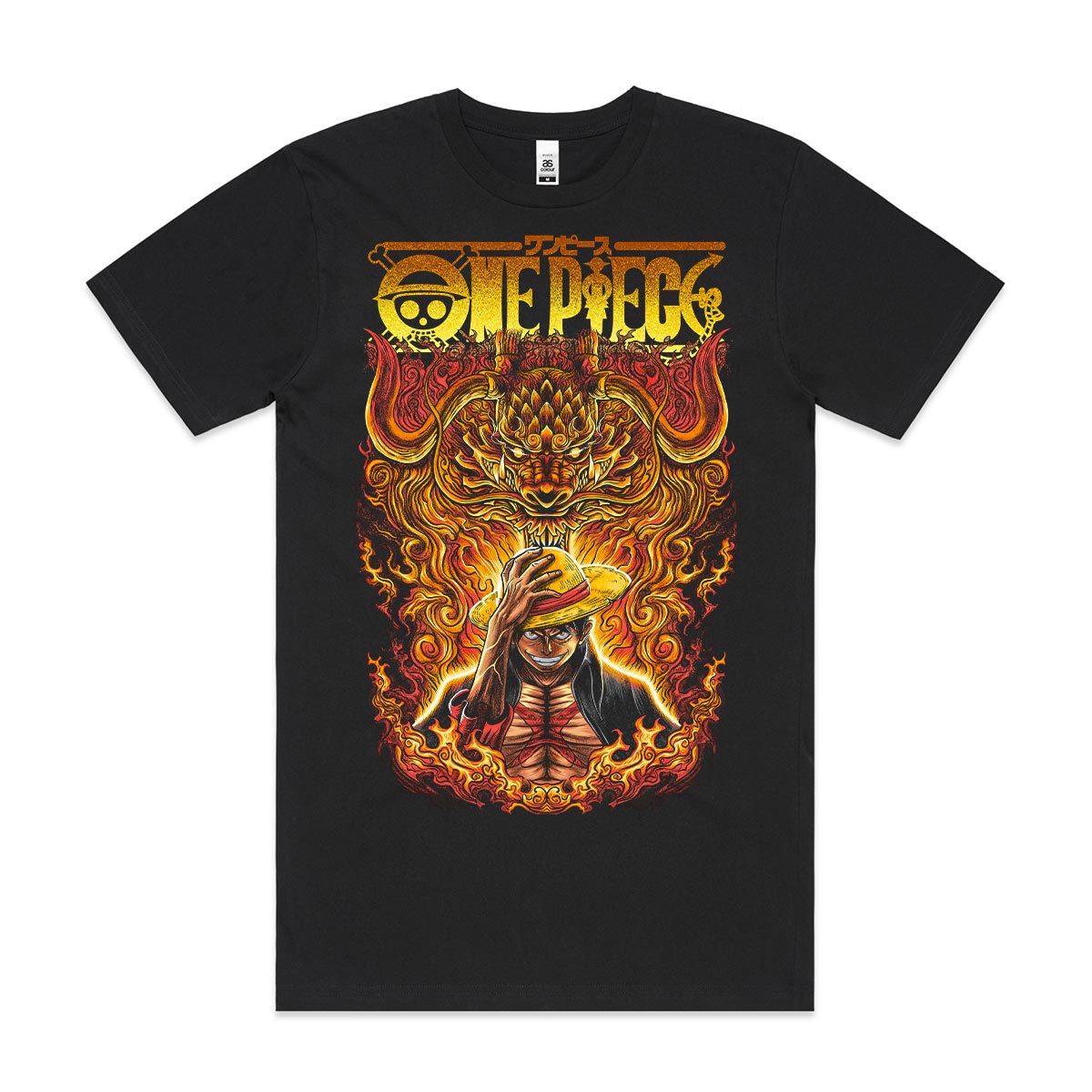 One Piece Luffy T-Shirt Cotton Block Tee Japanese anime