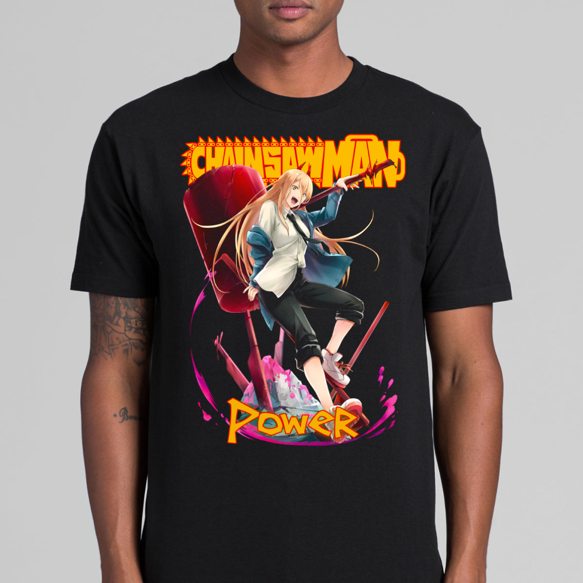 Chainsaw Man V6 T-Shirt Cotton Block Tee Japanese anime Tee