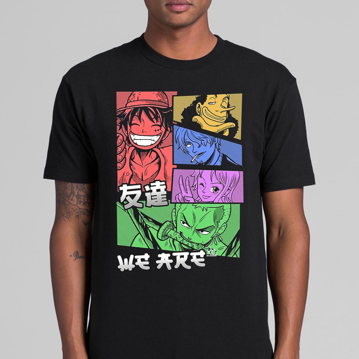 One Piece Friendship T-Shirt Cotton Block Tee Japanese anime