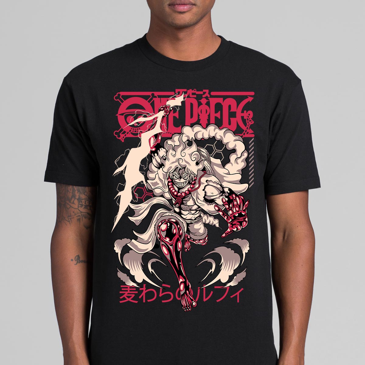 One Piece Luffy 4th Gear Ver5 T-Shirt Cotton Block Tee Japanese anime