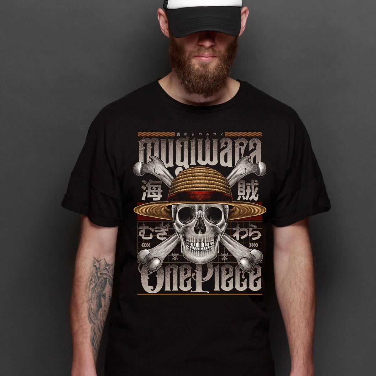One Piece Mugiwara T-Shirt Cotton Block Tee Japanese anime
