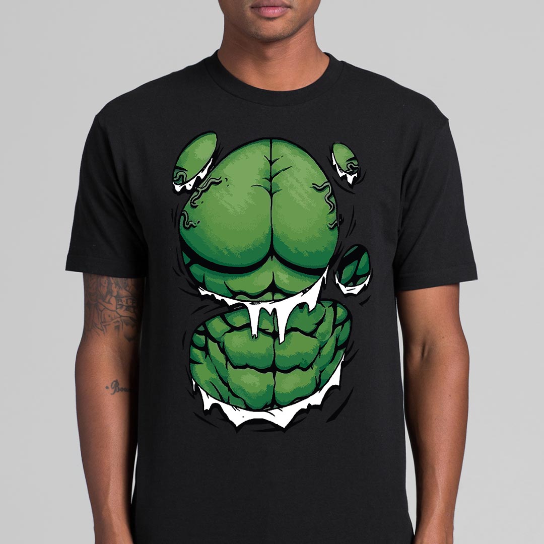 Hulk Muscle Black T-shirt Funny Tee