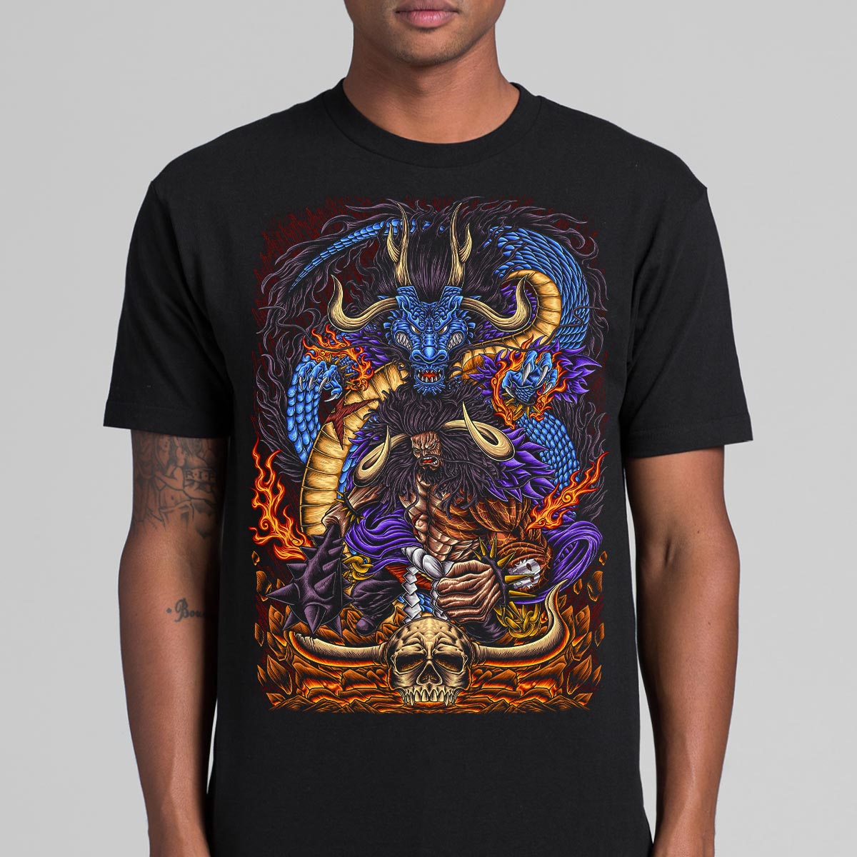 One Piece Kaido T-Shirt Cotton Block Tee Japanese Anime