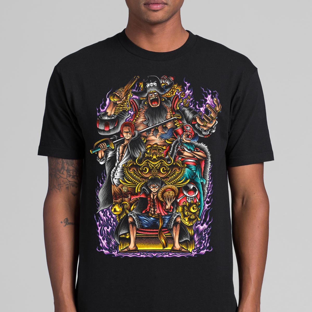 One Piece Four Emperors T-Shirt Cotton Block Tee Japanese Anime