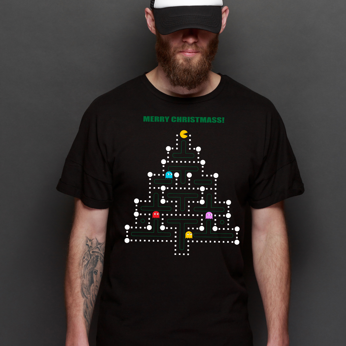 Pac-Man Christmas V2 T-Shirt Arcade Tee