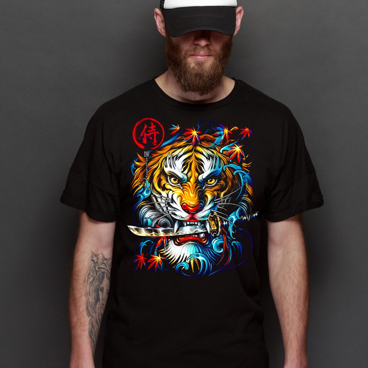 The Tiger Samurai T-Shirt Cotton Block Tee