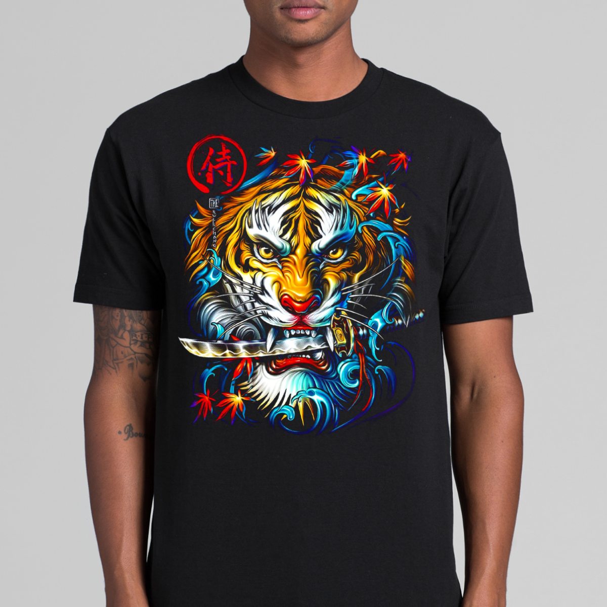 The Tiger Samurai T-Shirt Cotton Block Tee