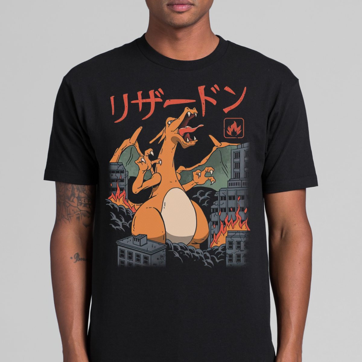 Pokemon Charizard T-Shirt Cotton Block Tee Japanese anime