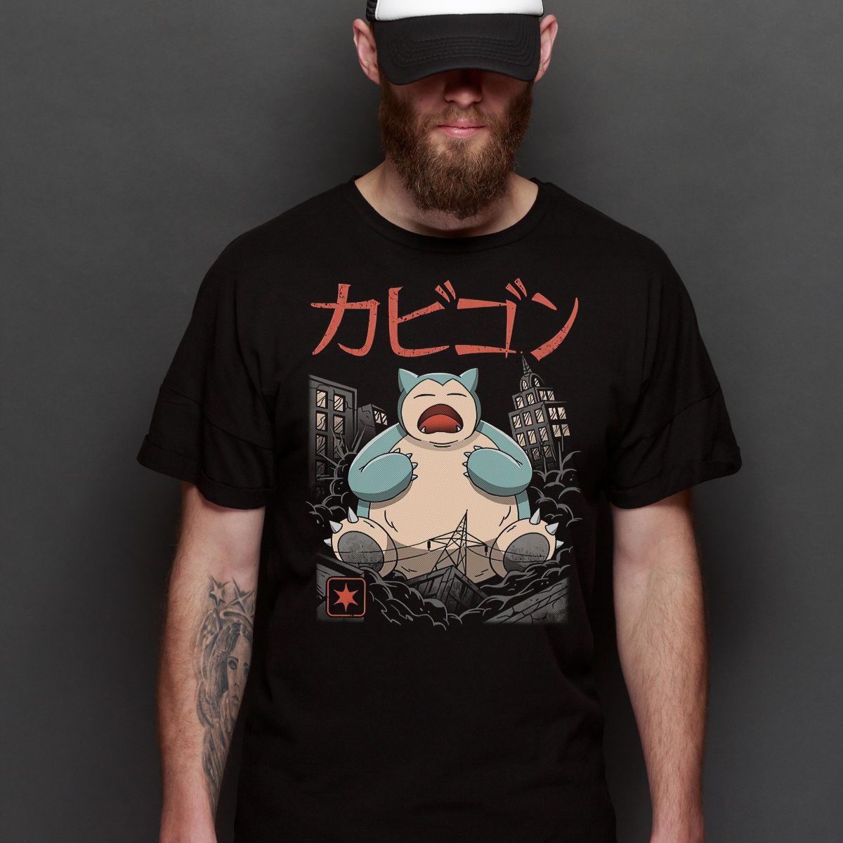 Pokemon Snorlax T-Shirt Cotton Block Tee Japanese anime