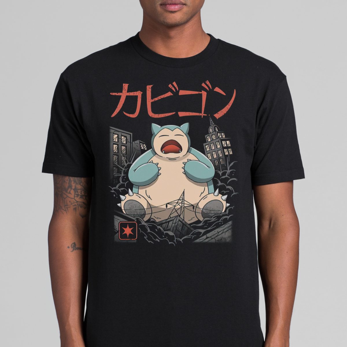 Pokemon Snorlax T-Shirt Cotton Block Tee Japanese anime