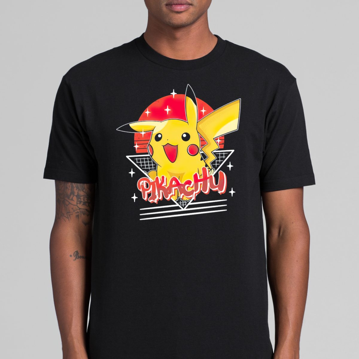 Pokemon Pikachio T-Shirt Cotton Block Tee Japanese Anime
