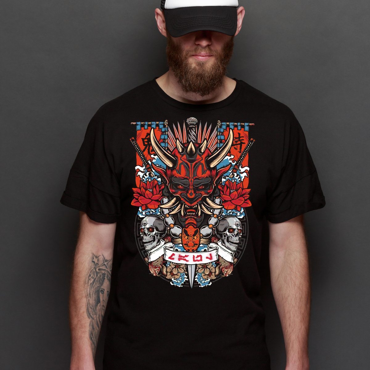 Japanese Ghost Samurai Black T-shirt Funny Tee