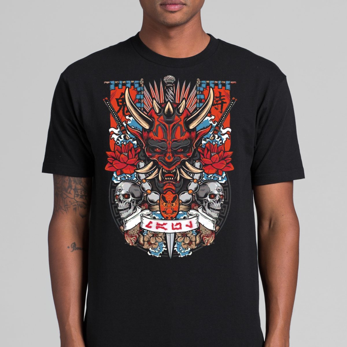 Japanese Ghost Samurai Black T-shirt Funny Tee