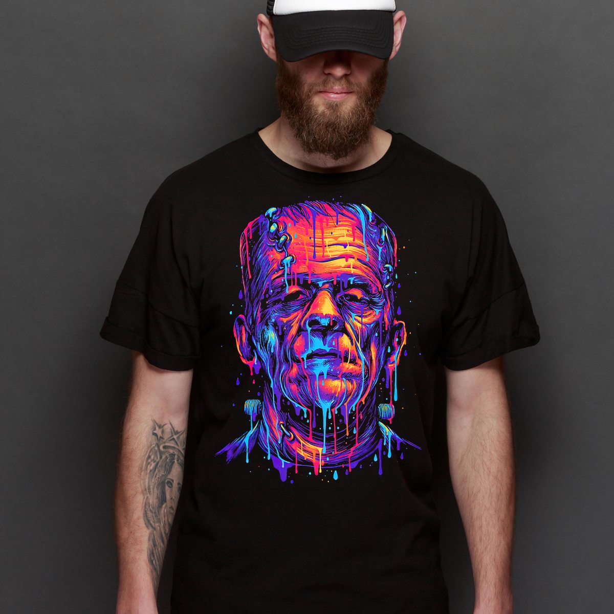 Frankenstein Movies T-Shirt Cotton Block Tee