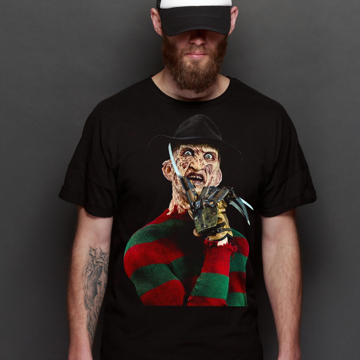 Freddy Krueger V2 Horror movies T-Shirt Cotton Block Tee