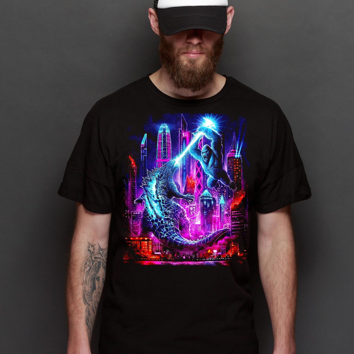 Godzilla vs. Kong movies T-Shirt Cotton Block Tee