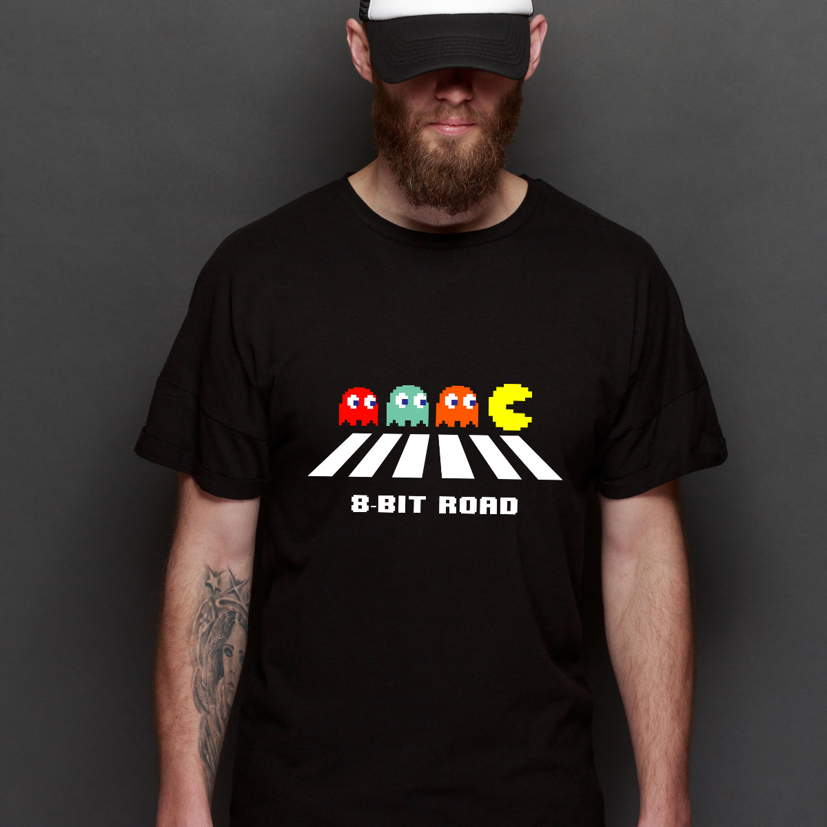 Pacman Beatles 8-Bit Road T-shirt Arcade Game Tee