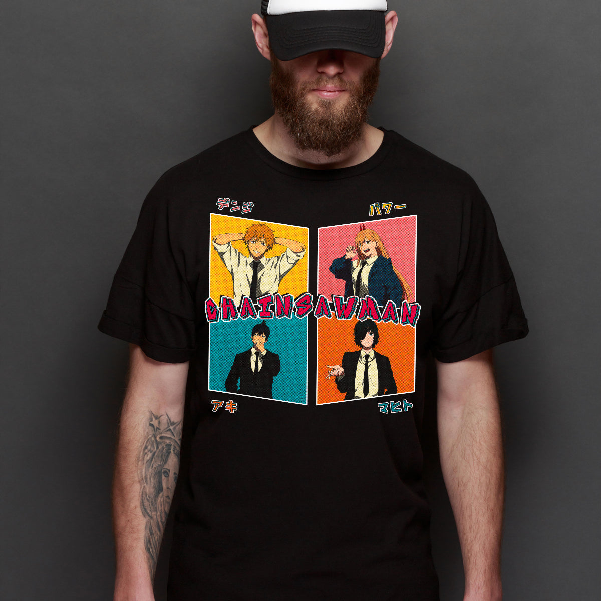 Chainsaw Man V2 T-Shirt Cotton Block Tee Japanese anime Tee