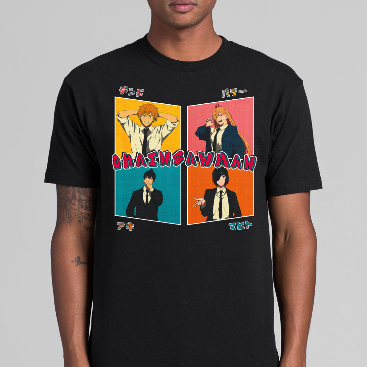 Chainsaw Man V2 T-Shirt Cotton Block Tee Japanese anime Tee