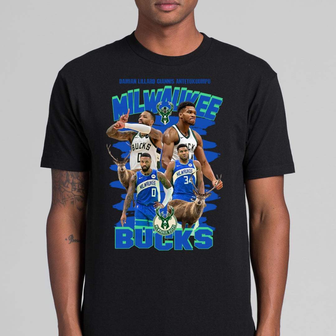 Milwaukee Bucks V4 NBA T-Shirt Sport Athlete Family Tee