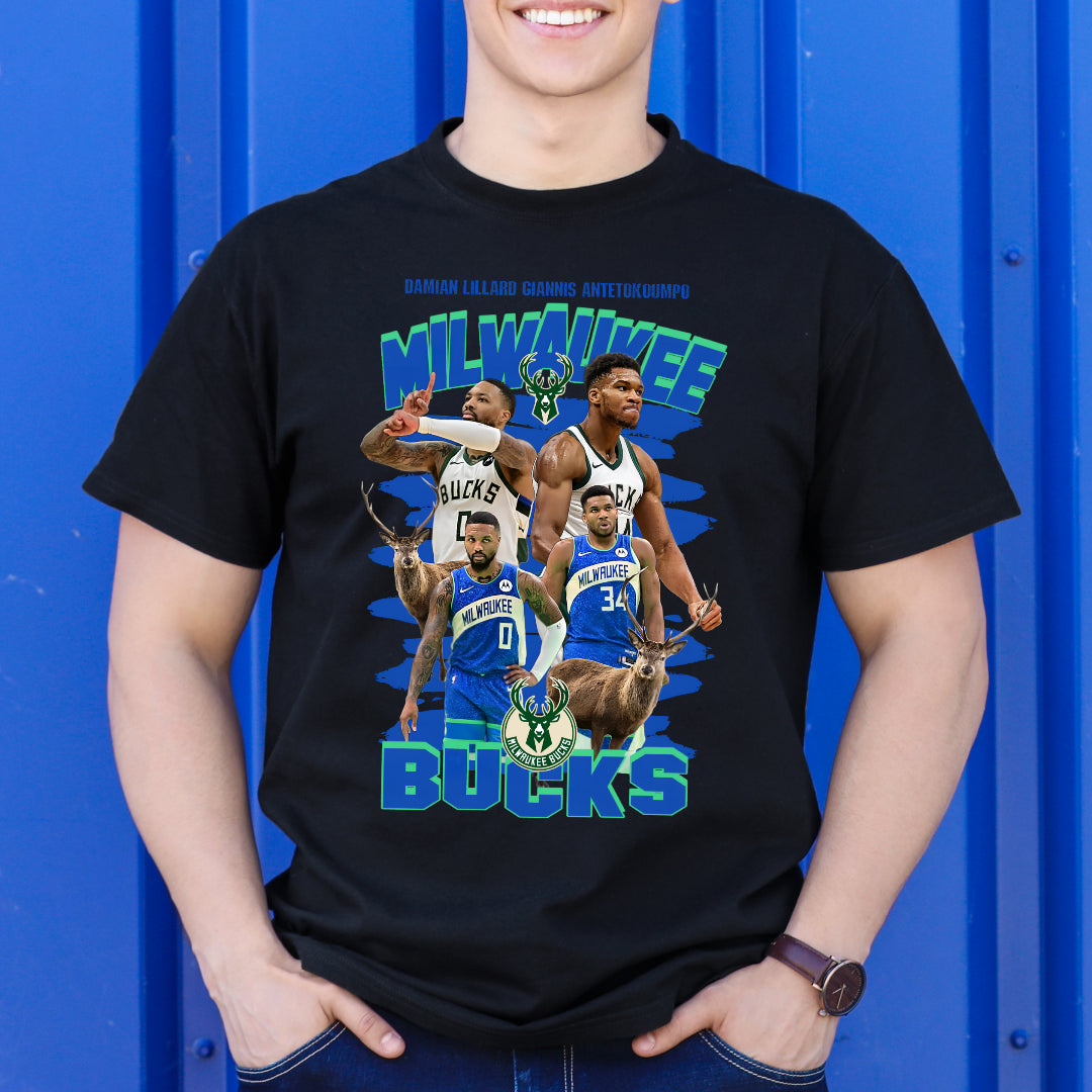 Milwaukee Bucks V4 NBA T-Shirt Sport Athlete Family Tee