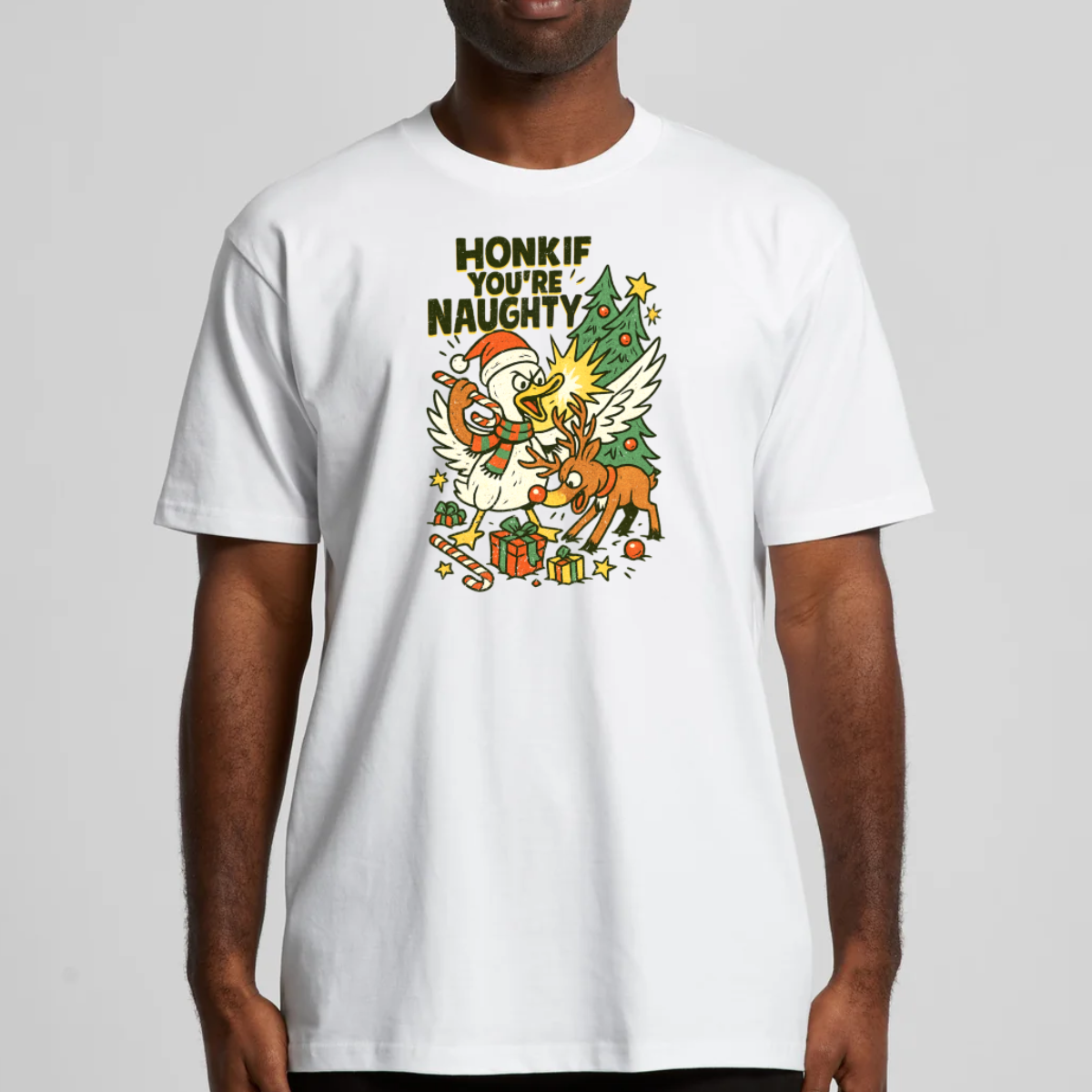 Honk If You're Naughty Christmas T-Shirt Cartoon Tee