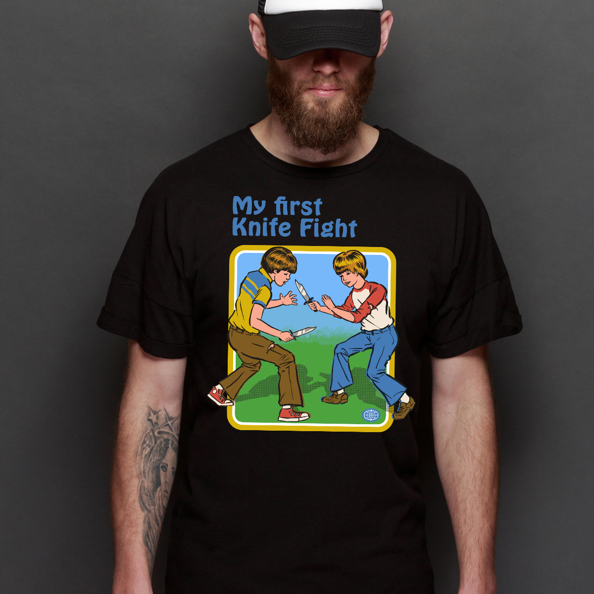 My First Knife Fight T-shirt Funny Cartoon Tee