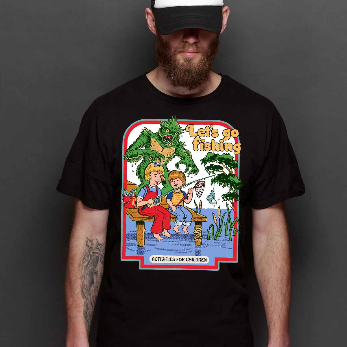 Let's Go Fishing T-shirt Funny Cartoon Tee