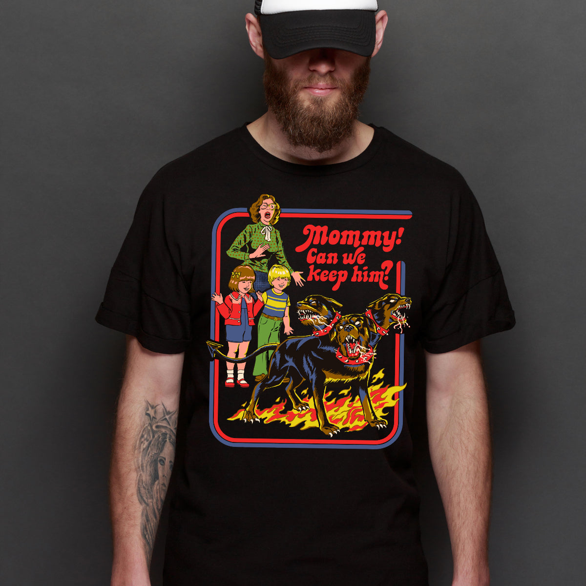 Mommy! Can We Keep Him? T-shirt Funny Cartoon Tee