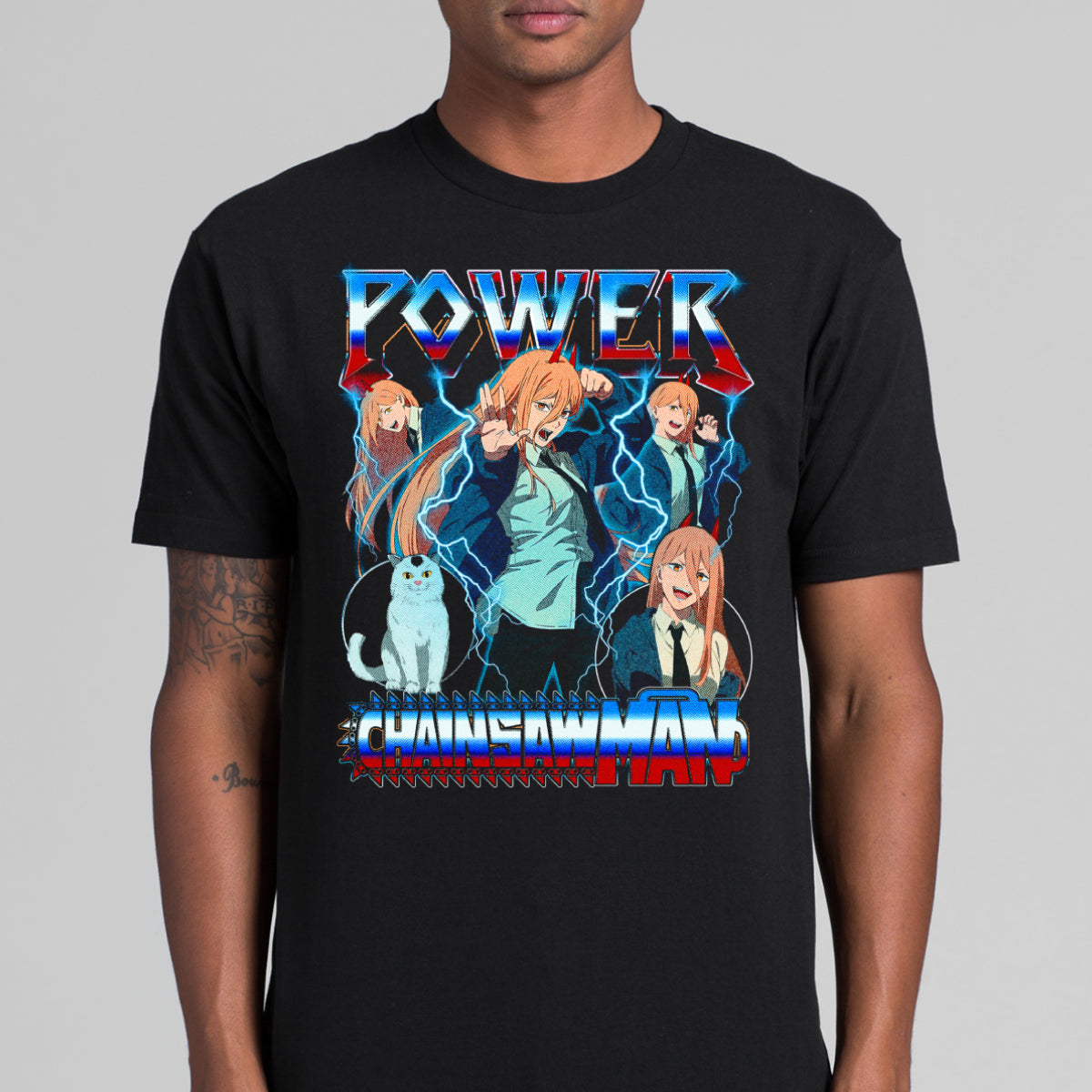 Chainsaw Man V8 T-Shirt Cotton Block Tee Japanese anime Tee