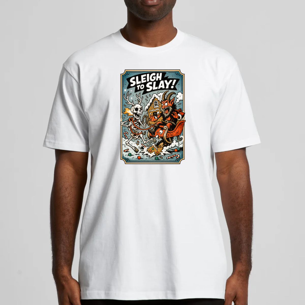 Sleigh to Slay Christmas T-Shirt Cartoon Tee