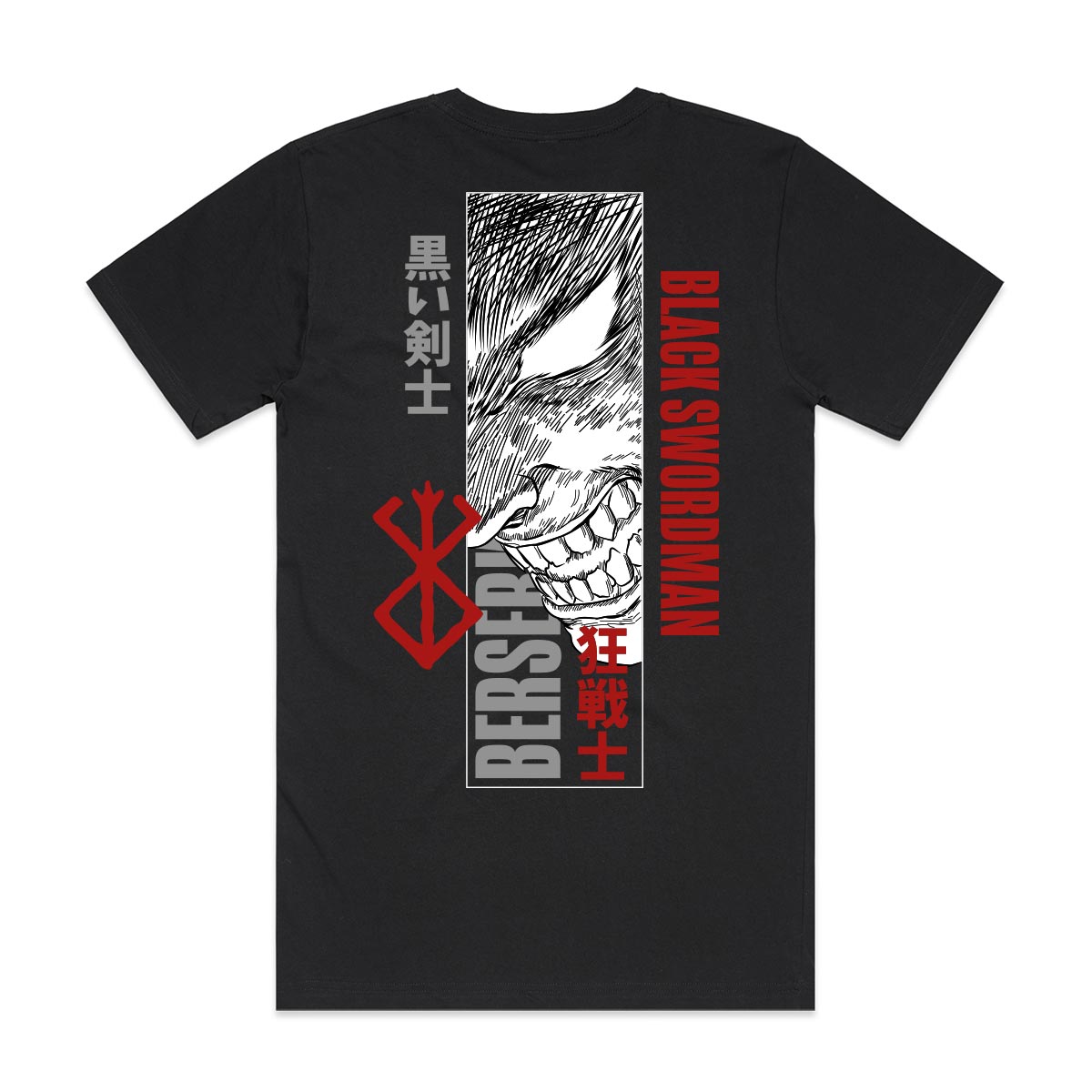 Berserk Black Swordman T-Shirt Cotton Block Tee Japanese Anime