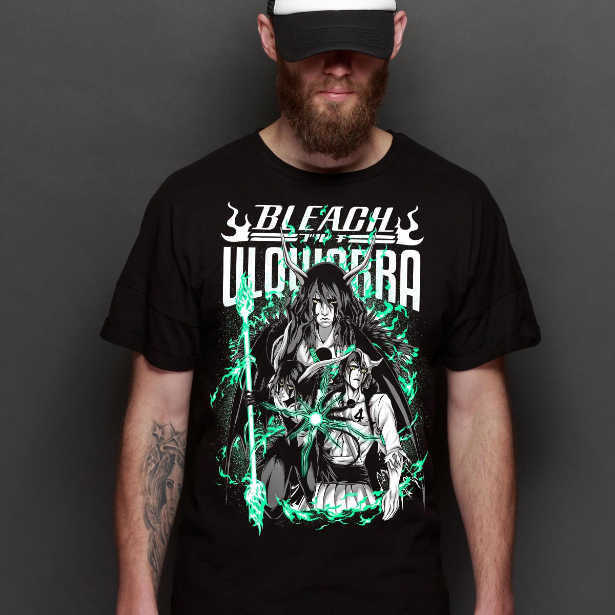 Bleach Ulquiorra T-Shirt Cotton Block Tee Japanese anime
