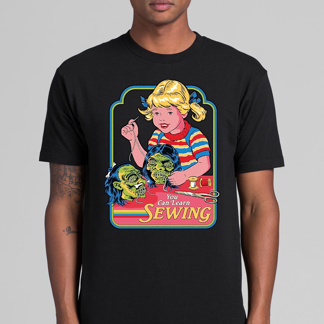 You Can Learn Sewing Zombie T-Shirt Spoof Funny Tee