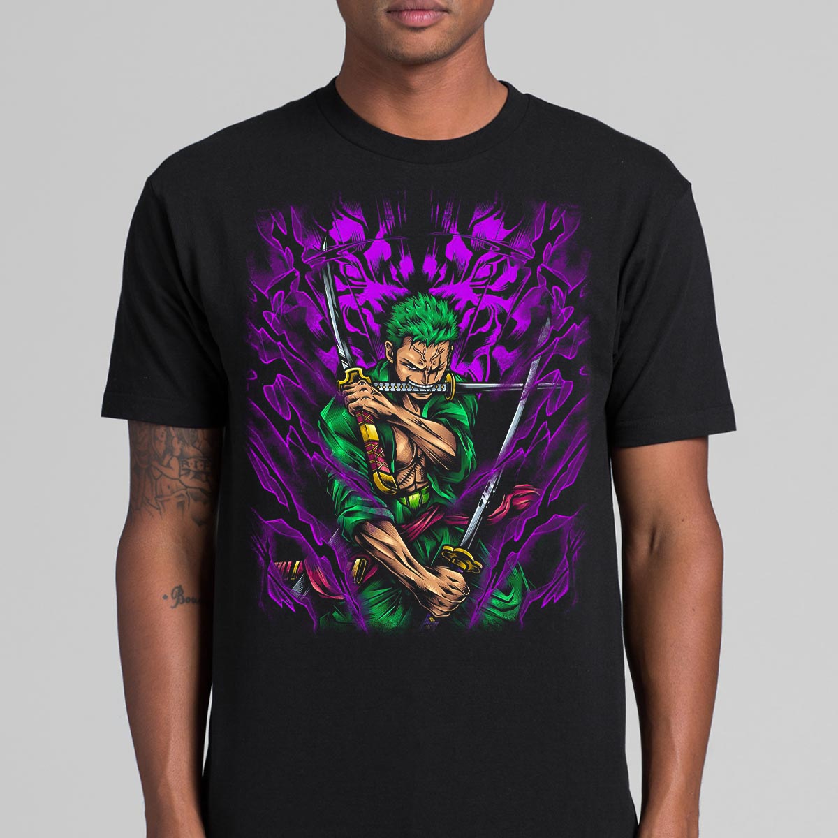 One Piece Zoro T-Shirt Cotton Block Tee Japanese anime