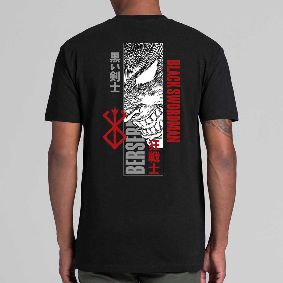 Berserk Black Swordman T-Shirt Cotton Block Tee Japanese Anime