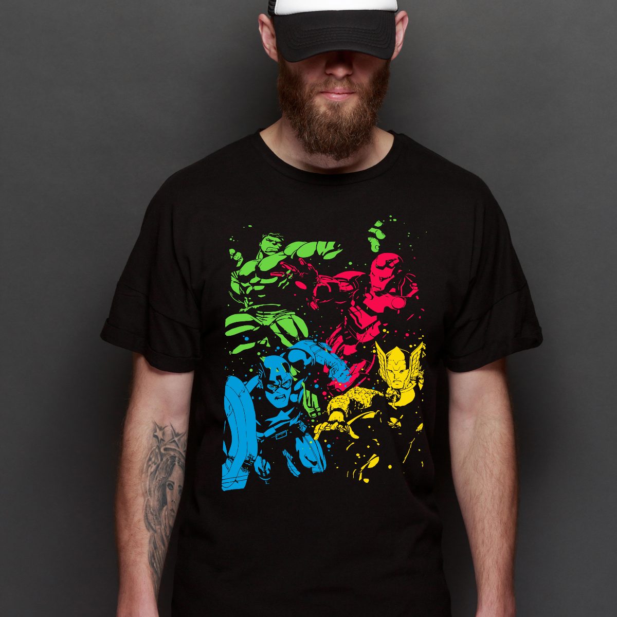 Marvel Avengers Neon Outlines Tee Heroes T-shirt