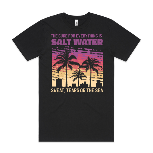 Saltwater Therapy T-shirt Cartoon Beach Tee