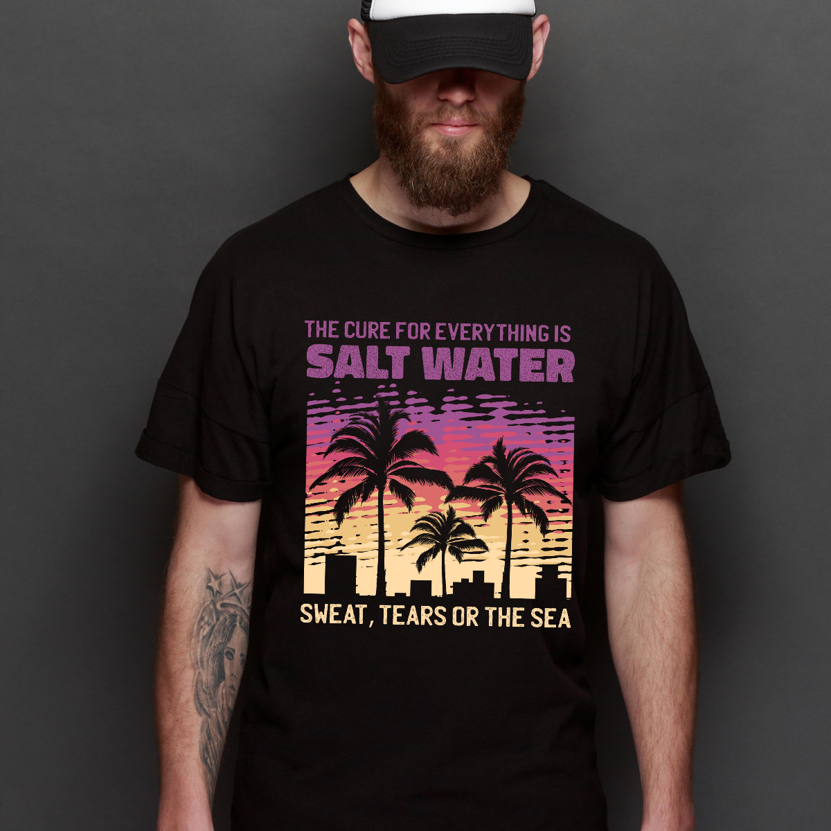 Saltwater Therapy T-shirt Cartoon Beach Tee