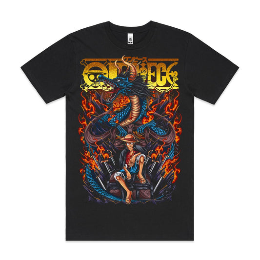 One Piece Luffy Kaido T-Shirt Cotton Block Tee Japanese Anime