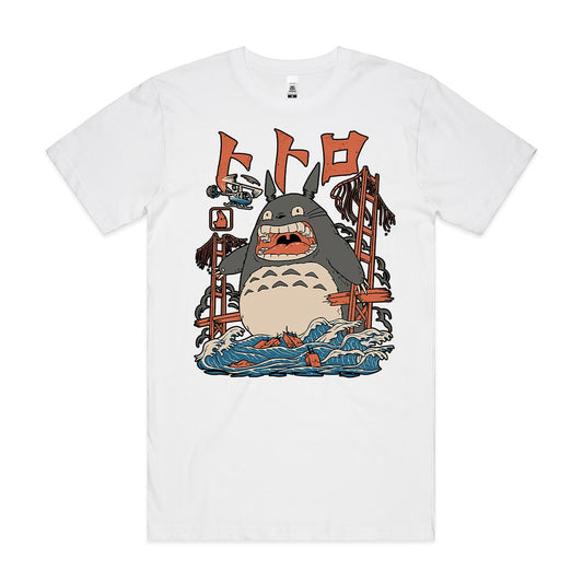 Giant Totoro Monster T-Shirt Funny Carton Tee White
