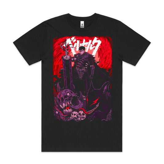 Berserk Black Swordman V2 T-Shirt Cotton Block Tee Japanese Anime