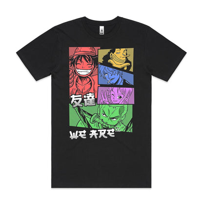 One Piece Friendship T-Shirt Cotton Block Tee Japanese anime