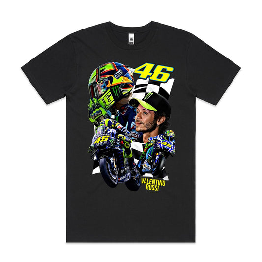 Valentino Rossi T-shirt Motorcycle Road Racer Tee
