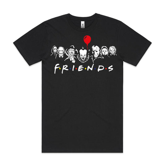 horror movies Friends T-Shirt Cotton Block Tee