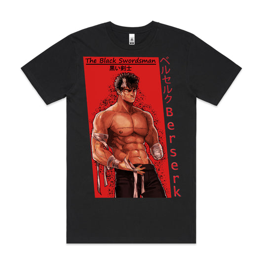 Berserk Black Swordman V3 T-Shirt Cotton Block Tee Japanese Anime