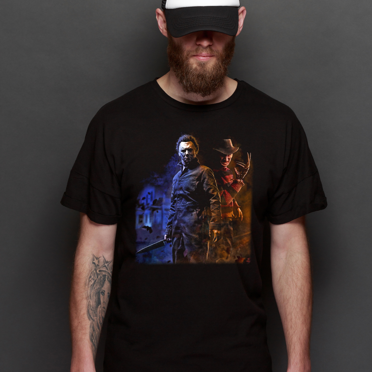 Halloween Michael Myers vs Freddy Krueger Horror Movie T-Shirt Tee