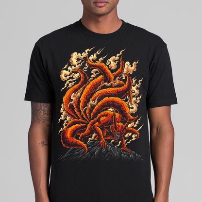 Naruto Kurama T-Shirt Cotton Block Tee  Japanese anime