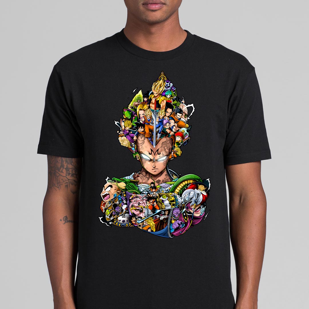 Dragon Ball Vegeta Black T-Shirt Japanese Anime Tee